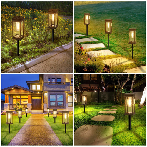 1‑Pack Dimmable Solar Pathway Light With Timer,USB Plug‑in Solar Powered Waterproof Outdoor Garden Yard Landscape Stake Lamp