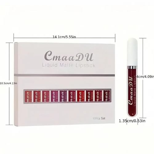 10-Pack Liquid Matte Lipstick Makeup Products, Long-Lasting Waterproof Non-Stick Lip Glaze, Beginner-Friendly Cosmetic for Adults & All Skin Types