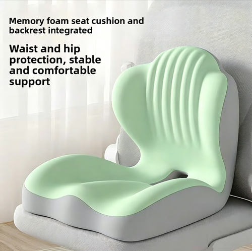 Ultra Soft Memory Foam Integrated Seat & Back Cushion, Ergonomic Waist Support Pad, Comfortable Cushion for Office Home Car Long Sitting Relief