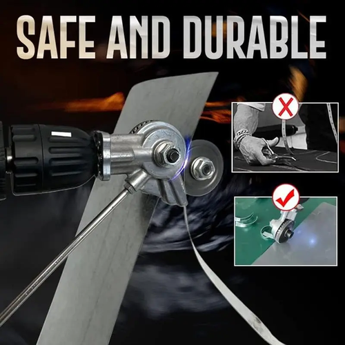 Complete Electric Drill Sheet Metal Cutting Attachment Kit with Auxiliary Handle, DIY Drill Shear Cutter, Portable Iron Aluminum Plastic Plate Cutting Tool with Full Installation Wrench Accessories for Workshop Auto Repair