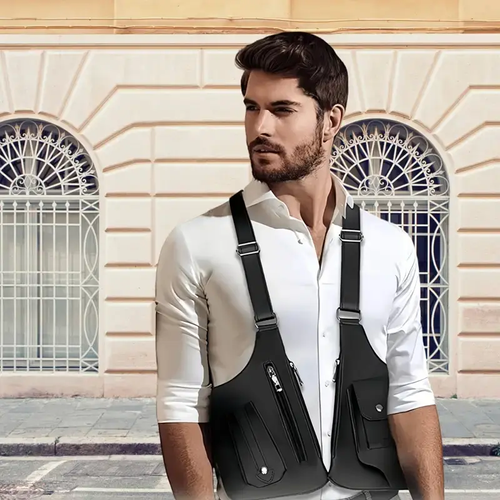 Universal tactical adjustable crossbody bag - anti-theft hidden storage space, lightweight and durable PU leather, multi-function pocket, adjustable shoulder straps and metal accessories, suitable for daily commuting, outdoor adventure and travel