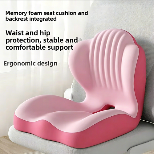 Ultra Soft Memory Foam Integrated Seat & Back Cushion, Ergonomic Waist Support Pad, Comfortable Cushion for Office Home Car Long Sitting Relief