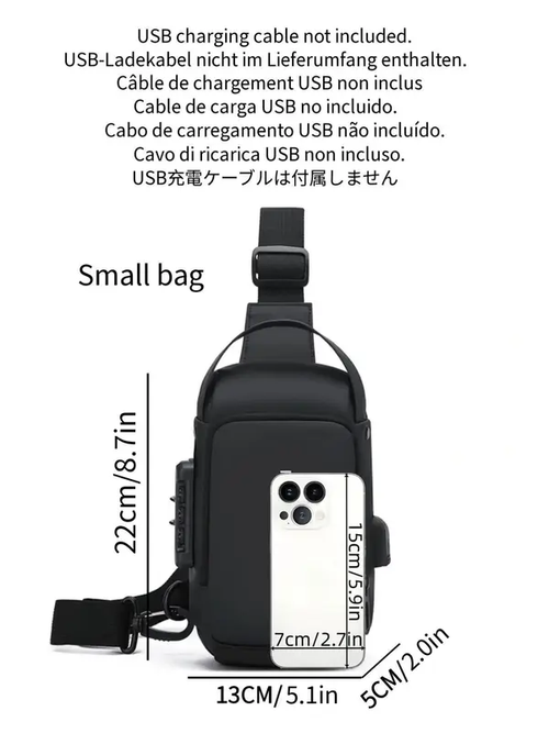 Men's Shoulder Crossbody Bag, Waterproof Belt Bag, Multi-Functional Chest Pack with Password Security, Water-Resistant, Adjustable Strap, Casual Daily Accessory
