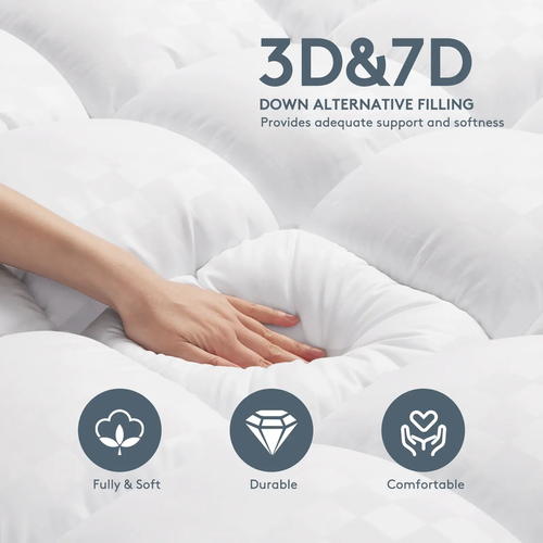 10cm Extra Thick Mattress Topper 5×6ft (150×190cm) - Soft Quilted Pad for Hard Mattresses