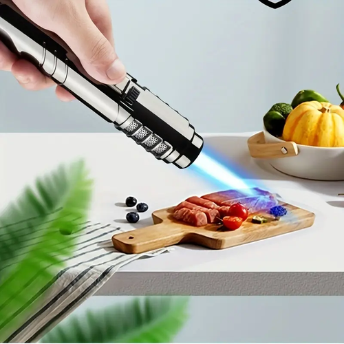 1800° High Temperature Butane Gas Torch Lighter, Windproof Blue Flame with Adjustable Fire Control, Portable Metal Torch with Gift Box, Butane Gas Not Included, for Welding, Camping & Men's Gifts