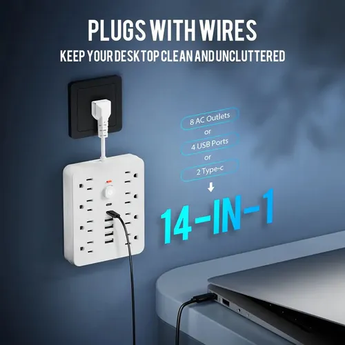 14-in-1 power socket - with overload protection and one-touch control