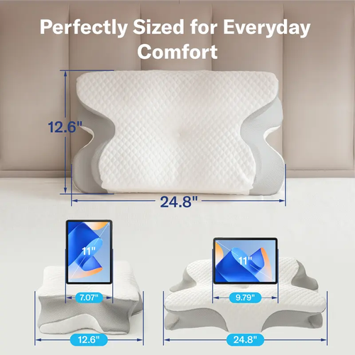 Alcedo Butterfly Contour Cervical Pillow for Cozy Sleep Odorless Ergonomic Memory Foam Orthopedic Bed Pillow 14.6 24.4 4.7 Inch For Side Back Stomach Sleepers