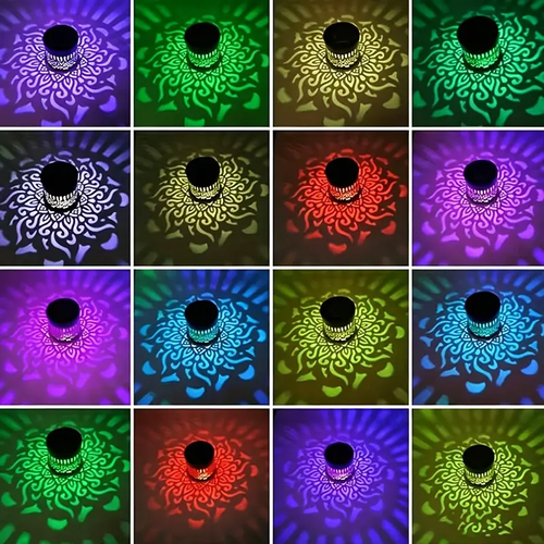 2-Pack Solar Mandala Projector Wall Lights, Waterproof Durable Metal Fence Light, Outdoor Decorative Lights for Garden, Patio, Backyard and Courtyard