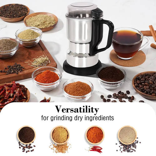 300W High Power Grinder with 2 Free Blades, Stainless Steel Grinder for Coffee Beans, Grains & Spices