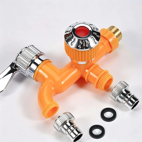 4 Pack Wall Mount Dual Outlet Water Tap Two Handle Water Faucet Home Water Connector
