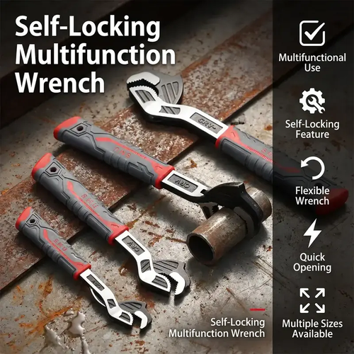 Multifunctional Self Locking Wrench Multi Model Flexible Pipe Wrench Quick Opening For Water Heating Pipes Single 12 Inch Heavy Duty Adjustable Maintenance Hand Tool