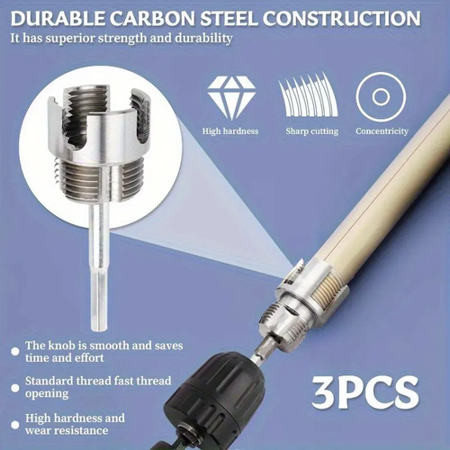3 Piece Heavy Duty Alloy Pipe Threading Tool Set 1 2 inch 3 4 inch 1 inch Internal External Threads Electric Drill Compatible PVC Plastic Pipe Threader Ideal for DIY and Professional Plumbing Installations Compatible with PVC PPR and MPP Pipes home essentials