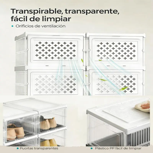 Transparent Foldable Shoe Rack 6 Tier Visible Shoe Organizer Quick Fold Unfold No Space Occupation Easy To Clean Breathable Shoe Cabinet For Entryway