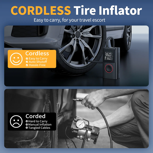 Cordless Tire Inflator Portable Air Compressor with Large Capacity Battery Wireless Digital Display Enhanced Safety Features for Cars & Inflatables Summervibes