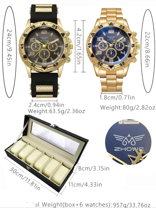 Men's Business Round Dial Analog Quartz Watch Set, Men's Watch Set with Box, Fashionable Wristwatch Set for Men As Gift, National Day Offers, Casual Wristwatch Set, Fashionable Watches, Quartz Wristwatches