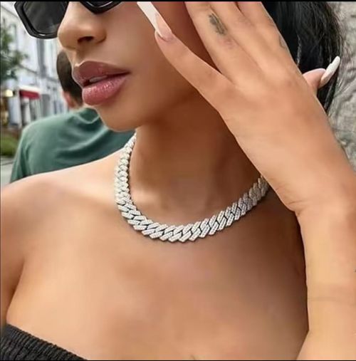 Cuban Link Chain Mens Iced Out Miami Cuban Necklace SilverGold Bling Diamond Hip Hop Jewelry for Women