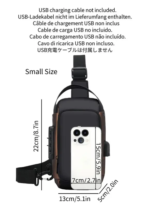 Men's Shoulder Crossbody Bag, Waterproof Belt Bag, Multi-Functional Chest Pack with Password Security, Water-Resistant, Adjustable Strap, Casual Daily Accessory