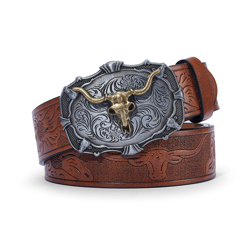 BELTROAD Cowboy Cowgirl Leather Buckle Belt for Men Women Western Leather Belt for Jeans Business Belt Unisex All Year Round Christmas Gifts
