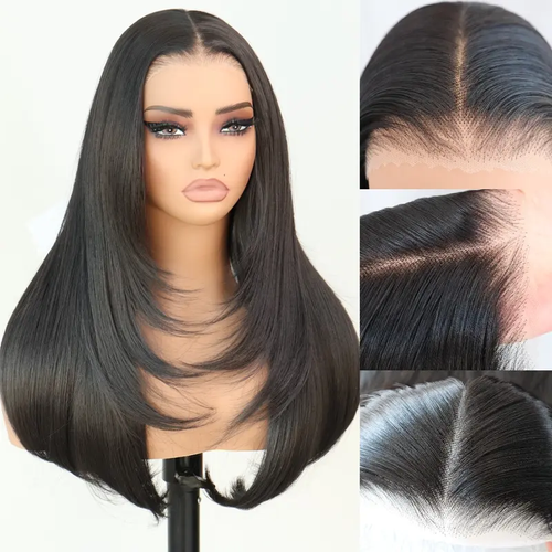 9×7 Glueless Layer‑Cut Straight Lace Wig｜Wear‑and‑Go Pre‑Plucked