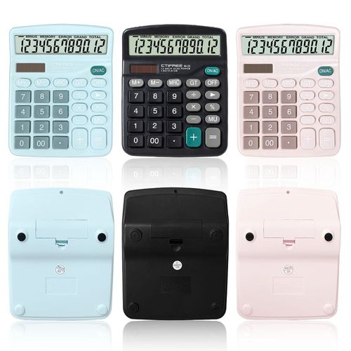 CTIFREE Desktop Calculator M-28 12 Digits Solar Battery Energy Office Accounting Calculator