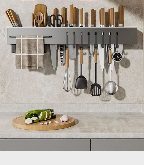 Carbon Steel Kitchen Knife Spoon Utensils Holder Wall-mounted Kitchen Storage Rack