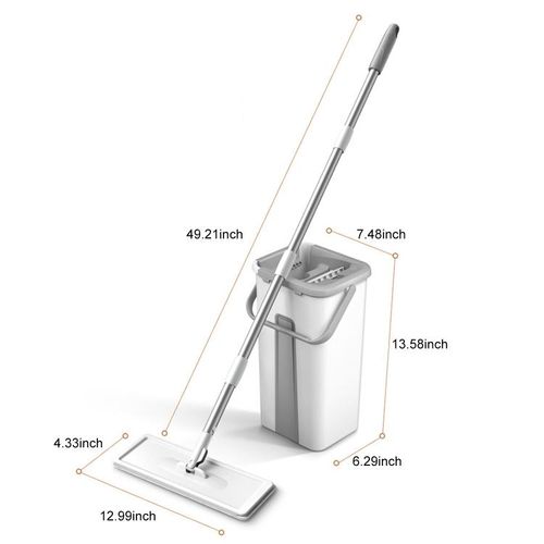 Microfiber Mop with Bucket Floor Cleaning Squeeze Hand Free Floor Mop Washable Pads Reusable Dust Mops with Soft Refill Pads Har