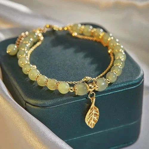 🔥 golden branches and jade leaves Lucky Wada Jade gold leaf bracelet