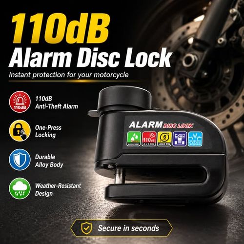 📢📢50% OFF !! ⏰Heavy-Duty Waterproof Disc Brake Lock with Alarm System