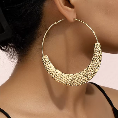 Stylish Large Geometric Earrings, Party Earrings Gold Plated Jewelry