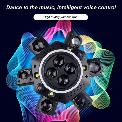 Features remote control and voice-activated rotation, ideal for home KTV stage lighting.