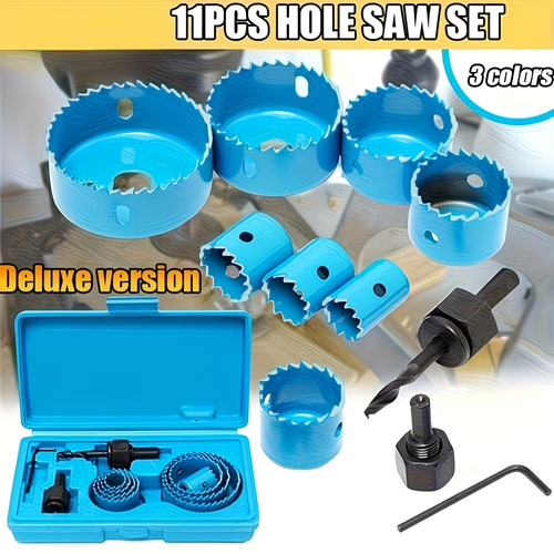 11pcs Hole Saw Set Tools,suitable for wood, metal alloys, round shape with case