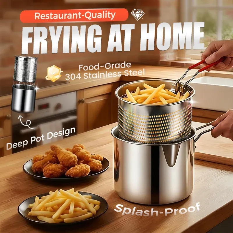 🔥304 Stainless Steel Multifuntional Fryer 5-piece set