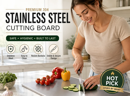 👩‍🍳Must‑Have Cooking Tool💥304 Stainless Steel Cutting Board