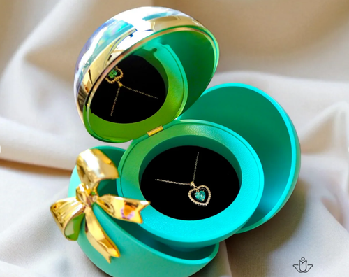 Round Blue Eternal Rose Jewelry Gift Box Necklace