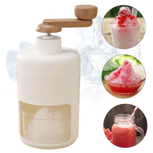 Manual Ice Shaver Machine Hand Crank Snow Cone Maker for Home & StreetVending - No Power Needed, 2 Ice Moulds,Stainless Blade, 26.5cm Portable