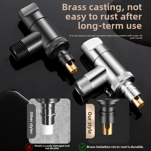 Gun Grey Mini Quick-Open Washing Machine Tap with Stainless Steel Body, Brass Cartridge, Auto-Shutoff, Wall-Mounted