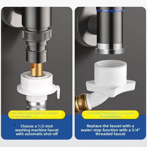 Gun Grey Mini Quick-Open Washing Machine Tap with Stainless Steel Body, Brass Cartridge, Auto-Shutoff, Wall-Mounted