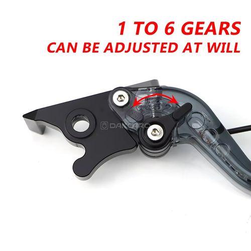 Brake and clutch lever set with a high-brightness LED strip moulded inside a see-through acrylic body. Standard 22 mm clamp, 165 mm blade, six-position reach dial. Bolts straight onto CG-series bikes.