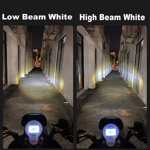 Motorcycle LED Headlight Bulb 3-Pin BA20DYellow-White Dual Beam with Lens - SuperBright 20W, Aluminium Body, IP68Waterproof, 12V, Fits CG125 & Most Bikes