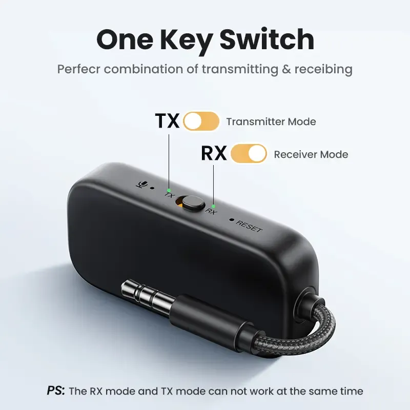 Bluetooth 5.2 3.5mm Audio Transmitter Receiver Adapter for Airpods or Headphones, for Flight, TV, Car Stereo, MP3 Headset Microphone-phones, for Flight, TV, Car Stereo, MP3