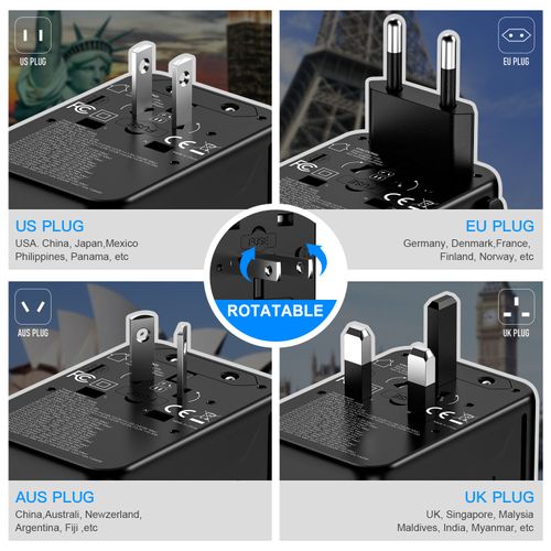 35W Fast Charger Universal Travel Adapter Multi-Socket Travel Plug Adapter International Plug