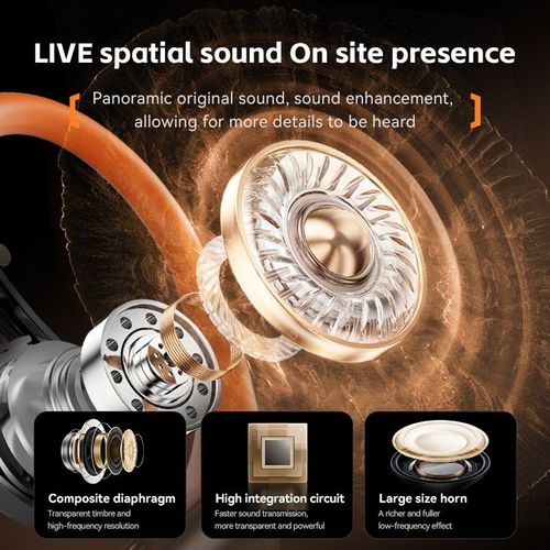 True wireless earbuds M113 ear clip bone conduction earbuds digital display noise-canceling ear hooks AI translator earbuds