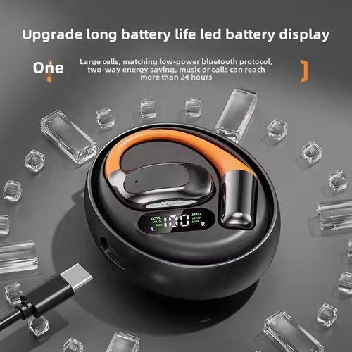 True wireless earbuds M113 ear clip bone conduction earbuds digital display noise-canceling ear hooks AI translator earbuds