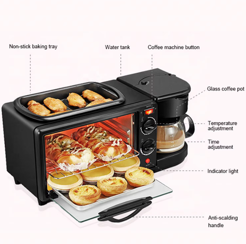 2026 New Hot-Selling 3-in-1 Breakfast Station Microwave Oven, Toaster, Coffee Maker, and Warmer