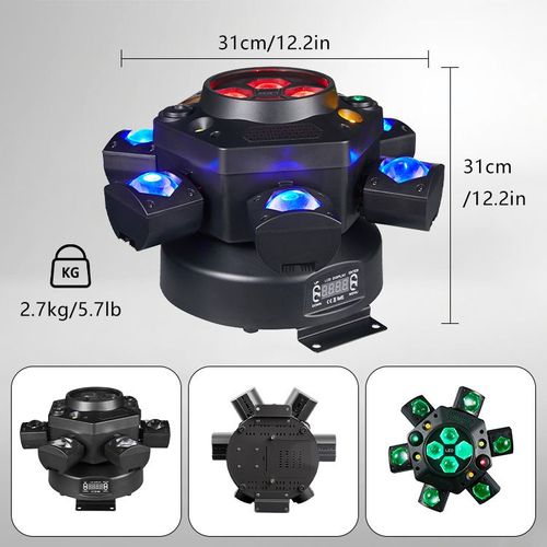 6 Arm Bee Eye DJ LED Strobe Disco Stage Light 150W RGBW Laser Party Light Wedding Theme Park Remote Control Beam Moving Head
