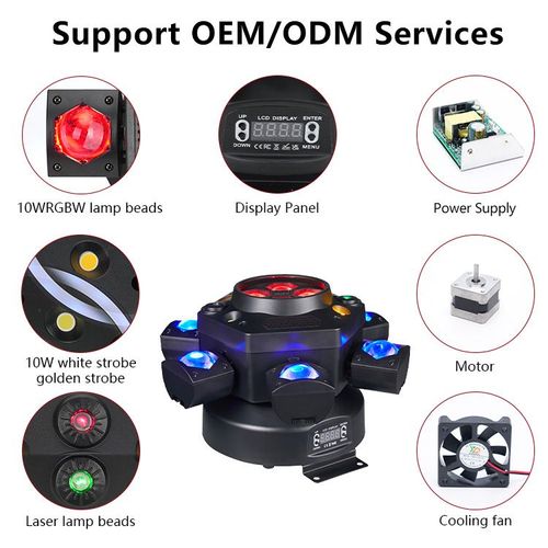 6 Arm Bee Eye DJ LED Strobe Disco Stage Light 150W RGBW Laser Party Light Wedding Theme Park Remote Control Beam Moving Head