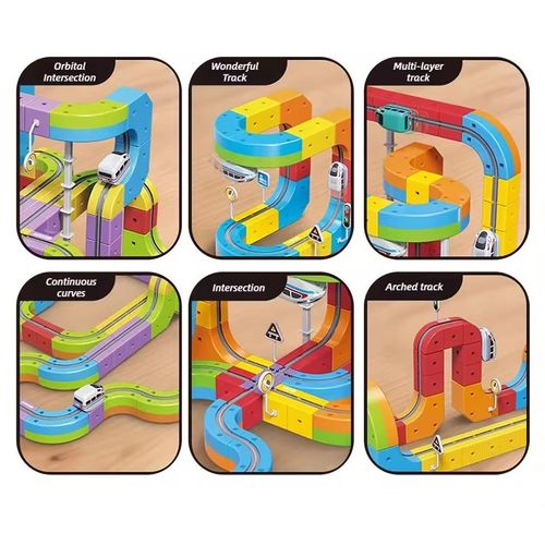 Magic magnetic building block track magnetic changeable roller coaster anti-gravity electric track small train assembly toy set