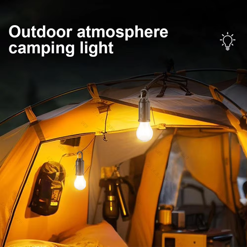 Solar Light Emitting Diode Camping Light with USB Charging White ABS Body Waterproof Outdoor Tent Light for Barbecue and Camping