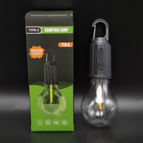 Solar Light Emitting Diode Camping Light with USB Charging White ABS Body Waterproof Outdoor Tent Light for Barbecue and Camping