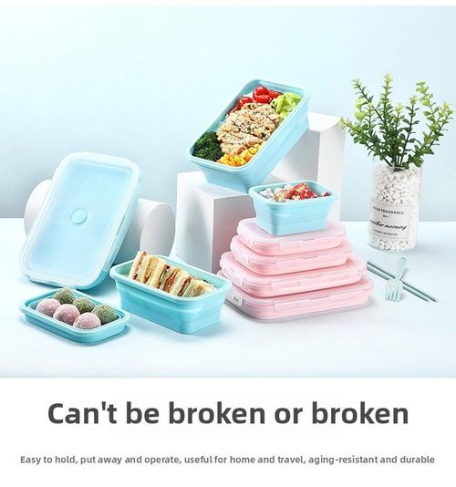 Silicone Pre-Meal Box Foldable Foldable food storage box container with air tight snap top cover